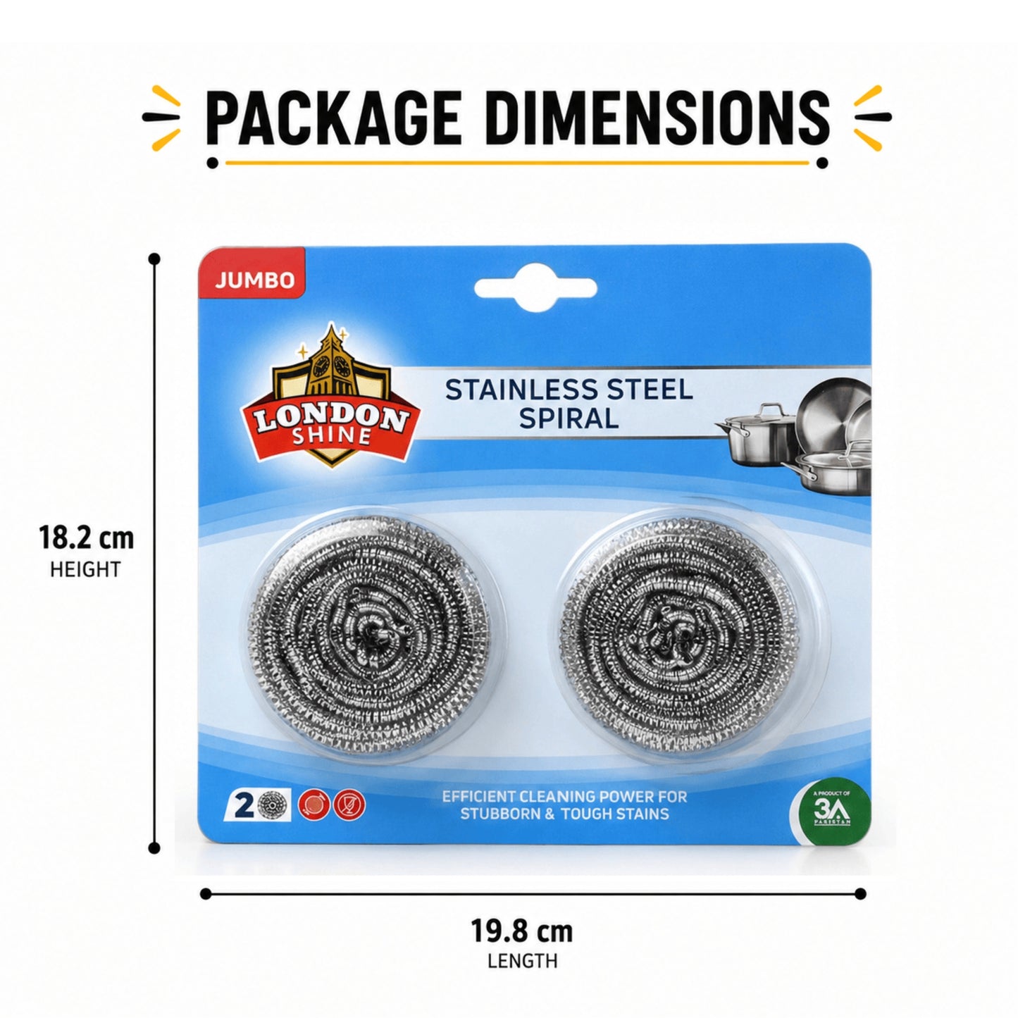 Stainless Steel Spiral, Blister Pack, Jumbo (2 Pcs)