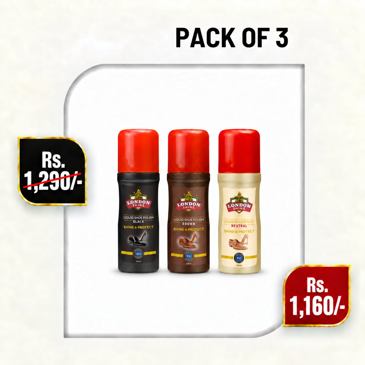 Pack of 3 Liquid Shoe Polish